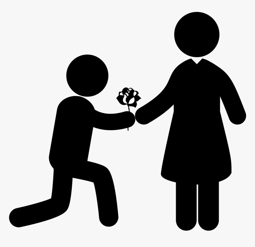 Man Giving A Flower To His Girlfriend As Love Symbol - Child And Adult Clipart, HD Png Download