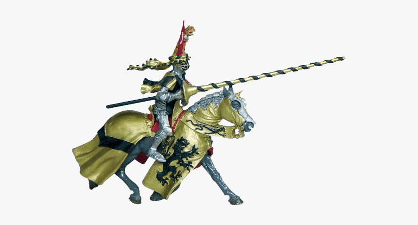 Knight With Leopard Helmet And Gold Lance - Medieval Knight With Lance, HD Png Download