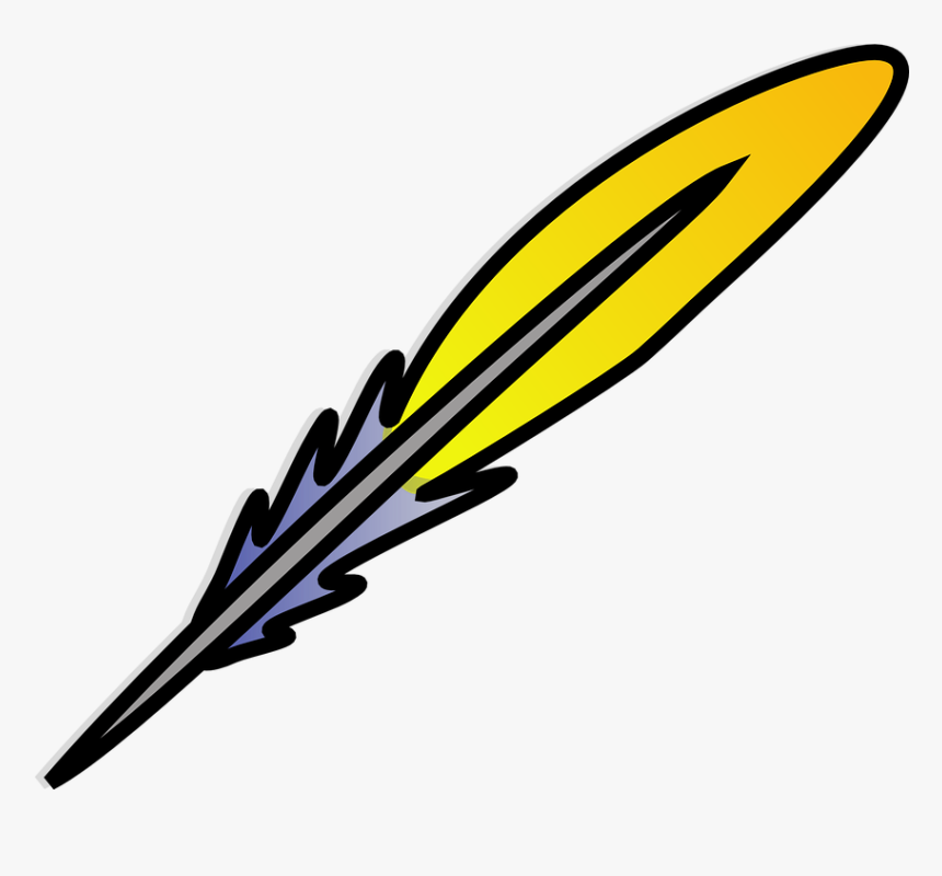 Feather, Quill, Writing, Yellow, Pen, Antique - Feather Clip Art, HD Png Download