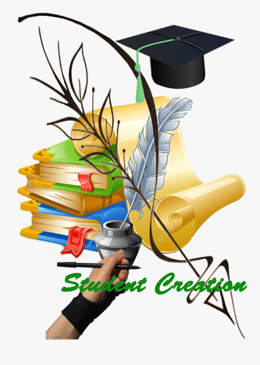 Feather Pen And Ink - Pen With Inkpot And Books, HD Png Download