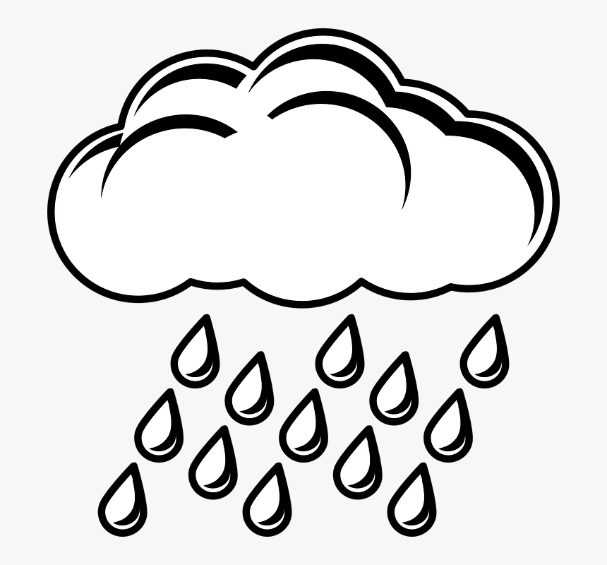 Rain Windy Clipart Rainy Day For Free And Use Images - Raining Clipart Black And White, HD Png Download
