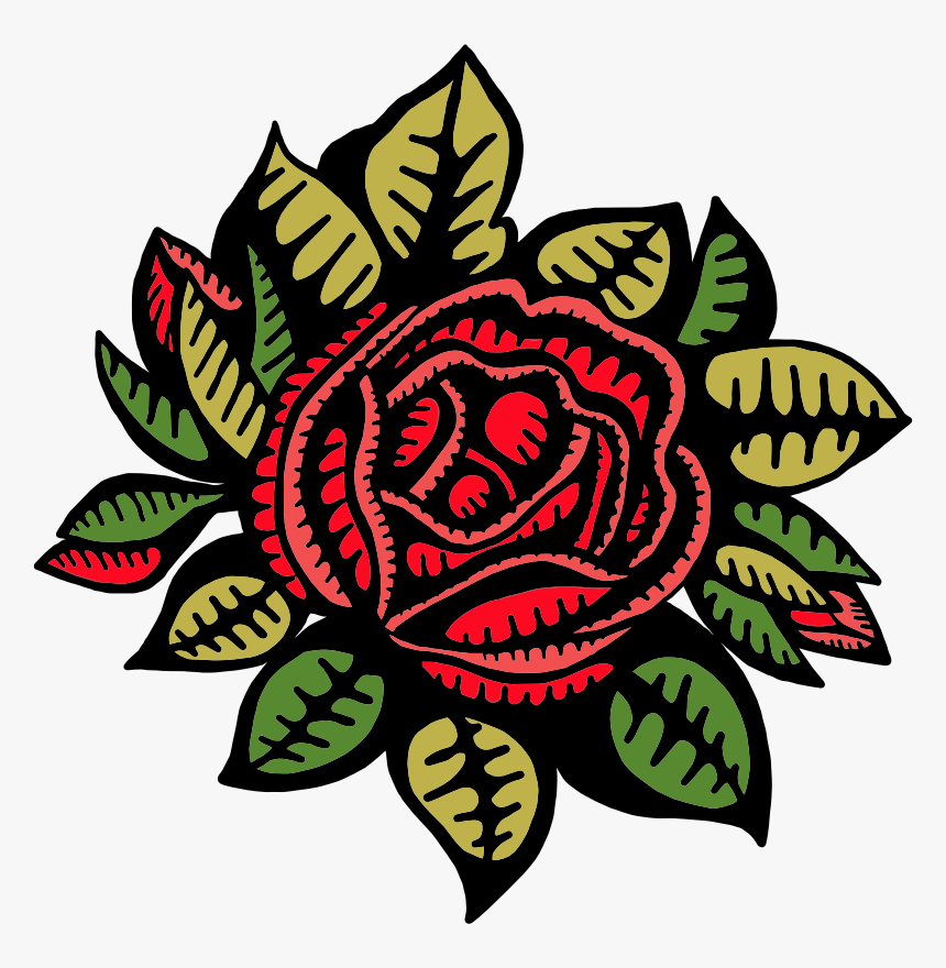 Red Rose Top View - Rose Drawing Public Domain, HD Png Download