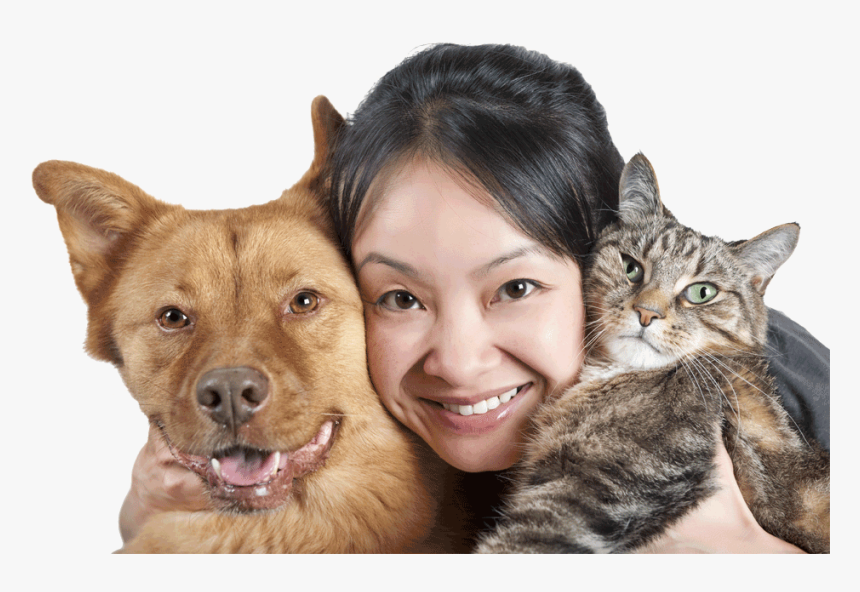 Woman With Dog And Cat - Cat And Dog Owner, HD Png Download