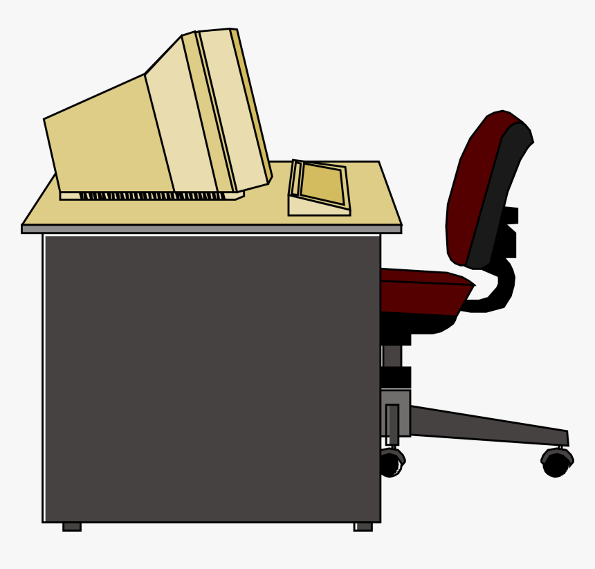Computer Station Clipart - Desk With Computer Clipart, HD Png Download