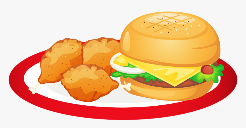 Hamburger Indian Cuisine Food Brunch Clip Art - Food On A Plate Clipart, HD Png Download
