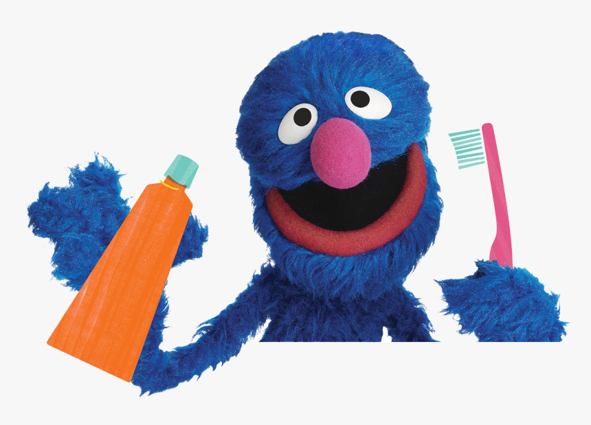 Grover Holding Toothbrush And Toothpaste - Grover Brush Teeth, HD Png Download
