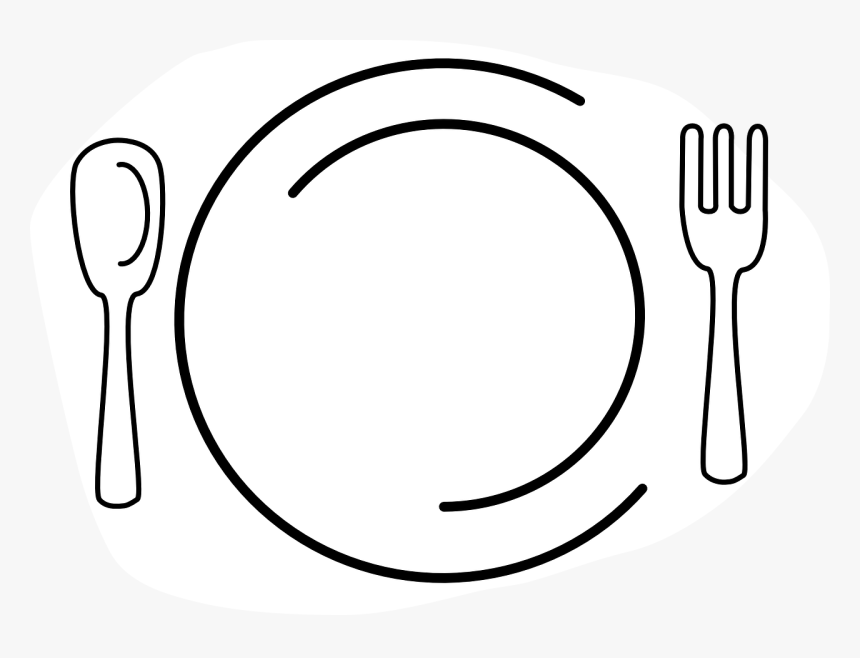 Food Plate Black And White, HD Png Download
