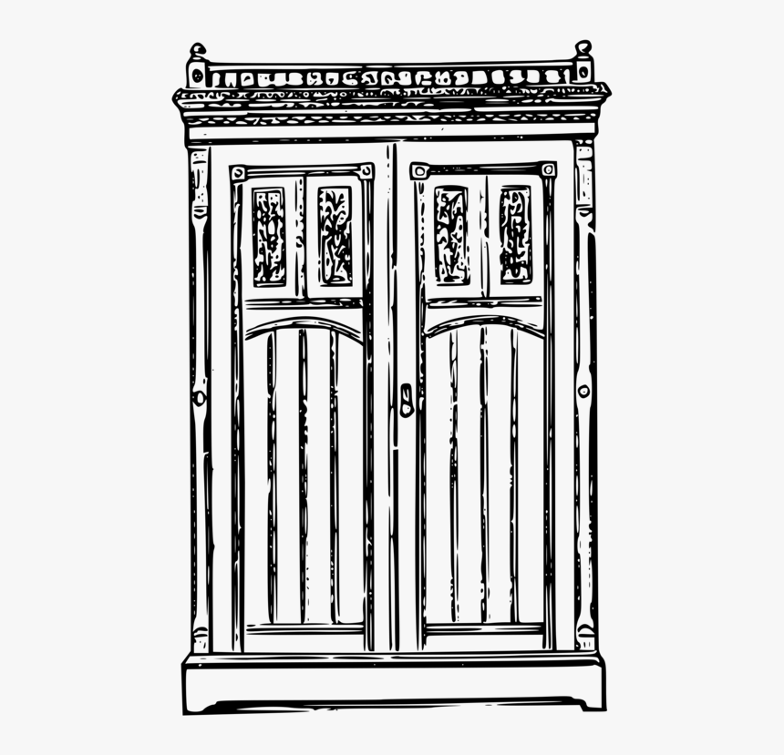 Rectangle,door,symmetry - Wardrobe Clipart Black And White, HD Png Download