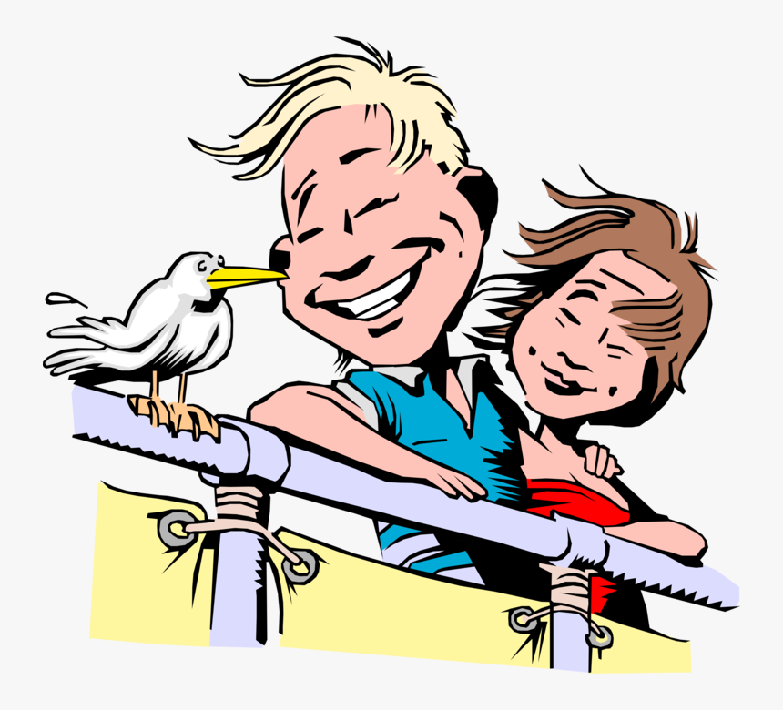 Vector Illustration Of Couple On Cruise Ship Vacation - Couple On A Cruise Clipart, HD Png Download