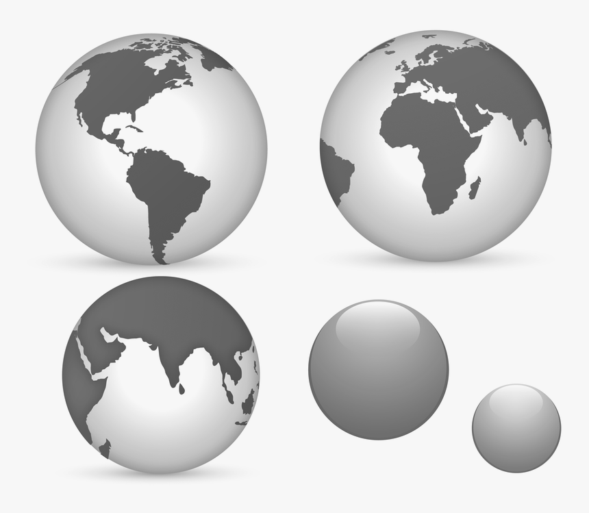 Earth, Globe, Planet, Glass, Transparent, Background - Simple Black And White Globe, HD Png Download
