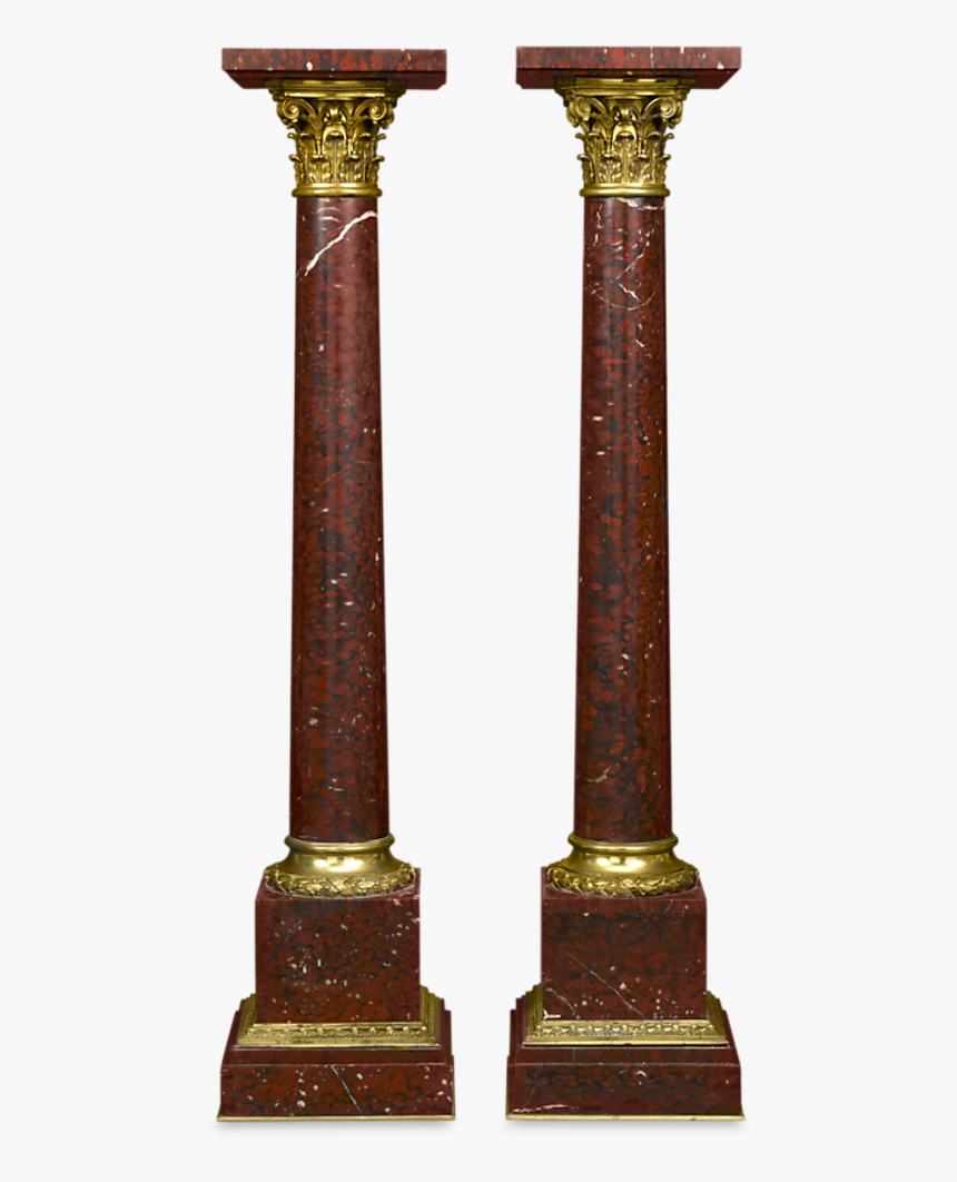 Pair Of Rouge Marble Pedestals - Column, HD Png Download