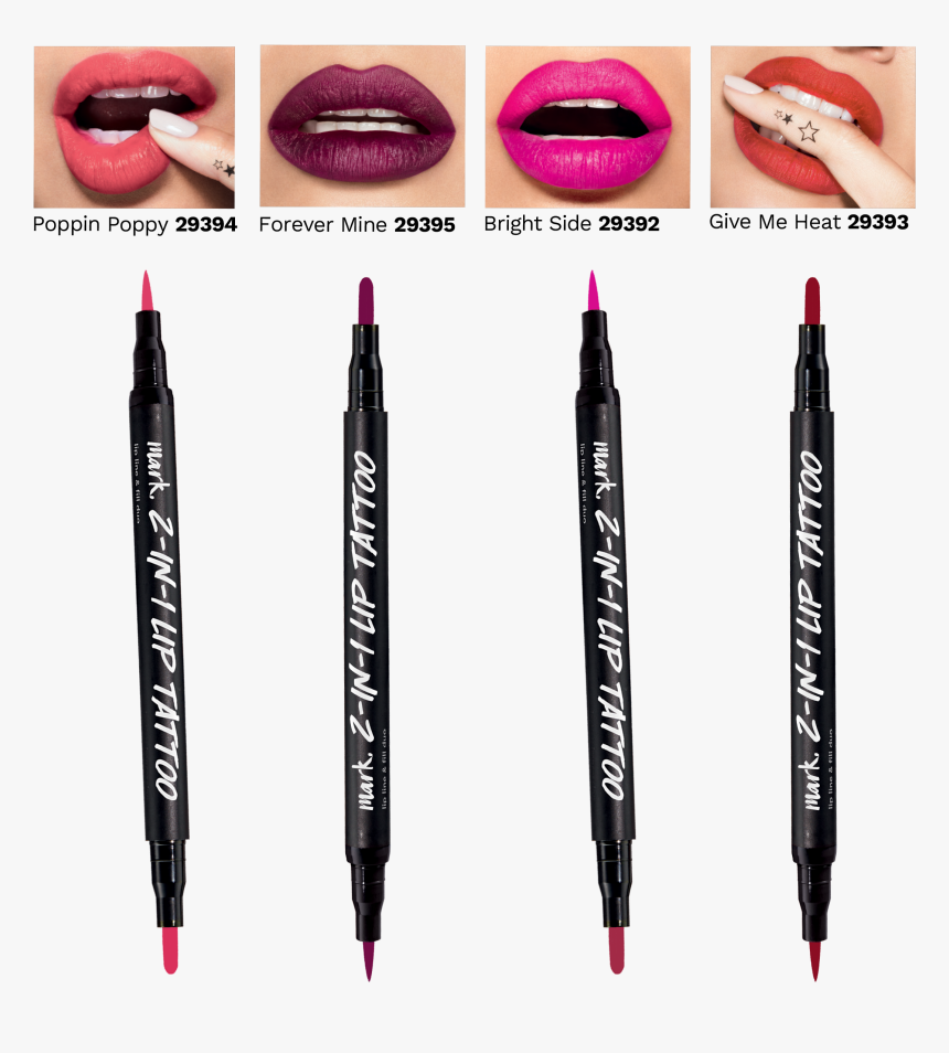 Avon-mark 2in1 Lip Tattoo Swatches - 2 In 1 Lip Tattoo Avon, HD Png Download