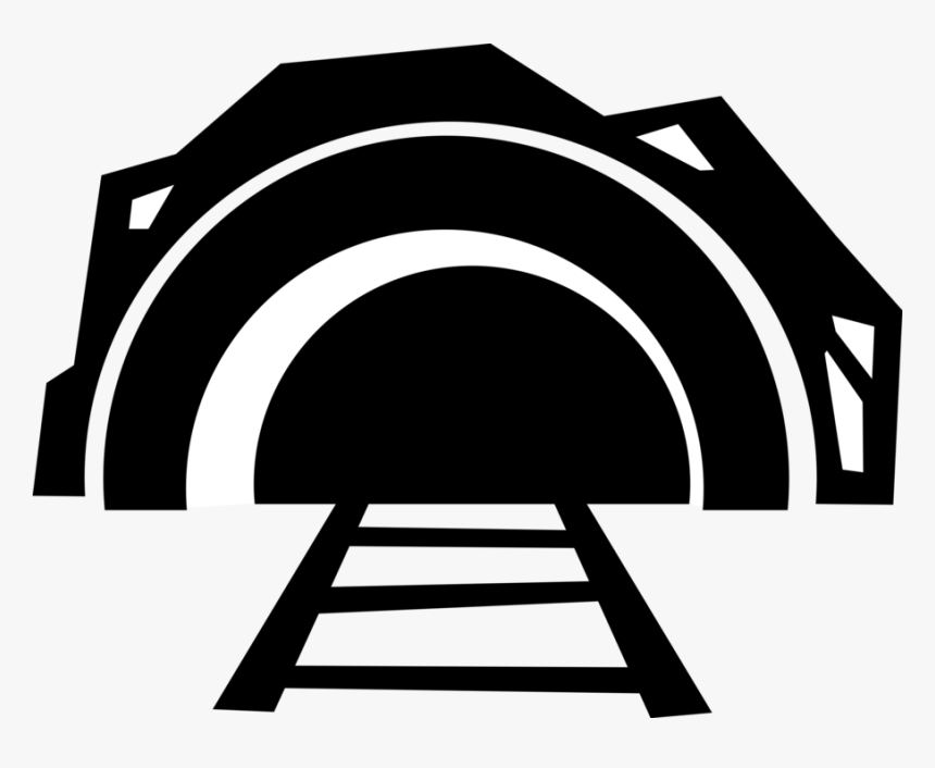 Vector Illustration Of Railway Train Tracks Leading - Train Tunnel Png, Transparent Png