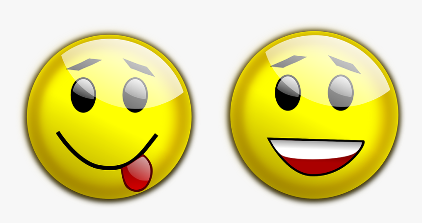 Smiley, Glossy, Tongue Out, Yellow, Laughing, Cheeky - Sad And Happy Clipart, HD Png Download