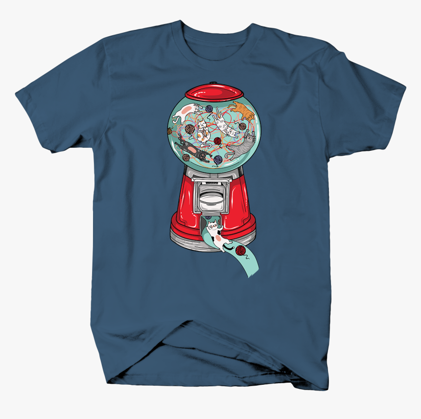Cats In A Red Gum Ball Machine Yarn Balls Spinning - T-shirt, HD Png Download