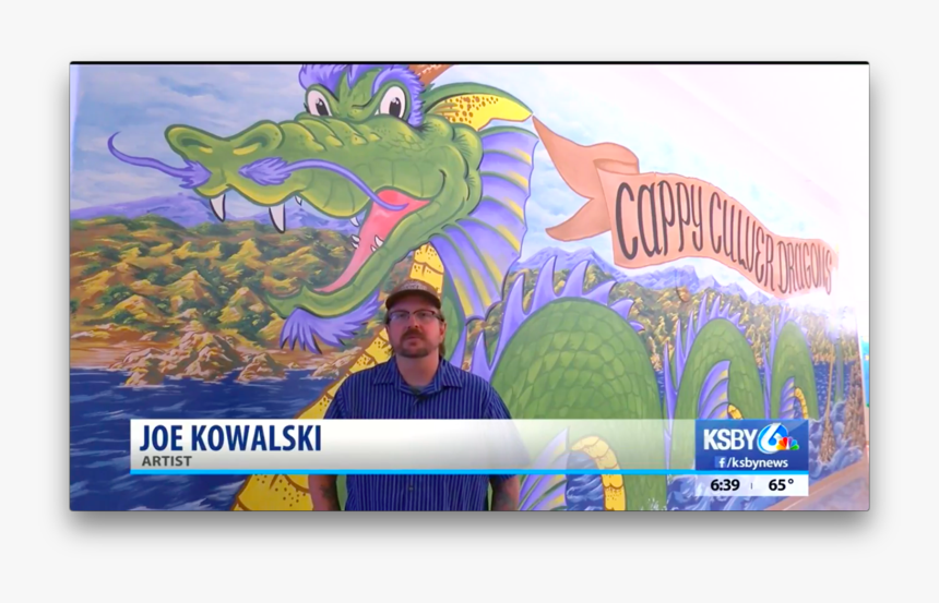 Artist Joe Kowalski With The New Dragon Mural At Cappy - Poster, HD Png Download