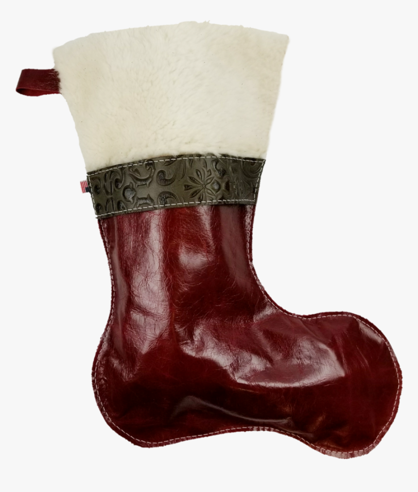 Christmas Stockings In Italian Red Leather With Wool - Rain Boot, HD Png Download
