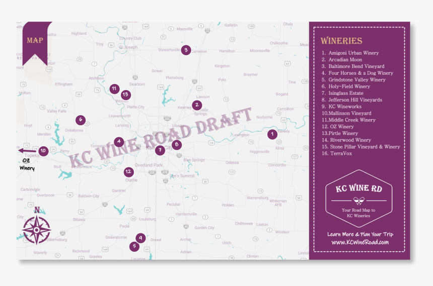 Kansas City Wine Road Map - Handwriting, HD Png Download