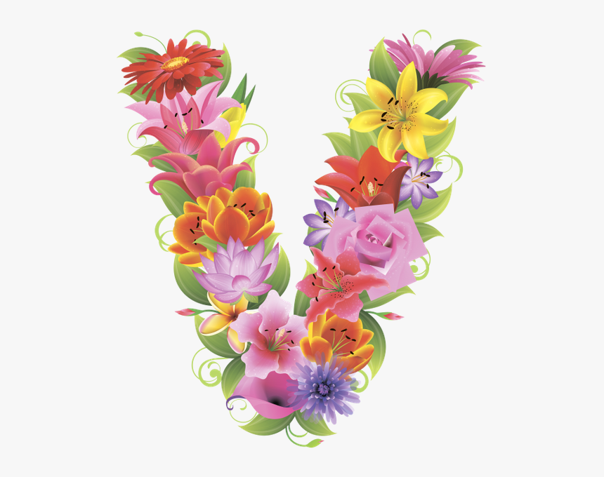 Английский Алфавит, Буква V, Цветочный Алфавит, Цветы, - Floral Letter V Png, Transparent Png