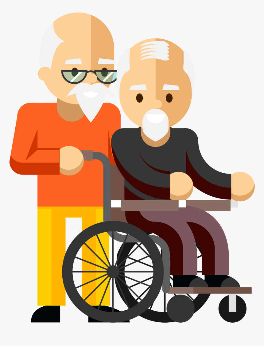 Transparent Wheel Chair Png - Old Person Clip Art Png, Png Download