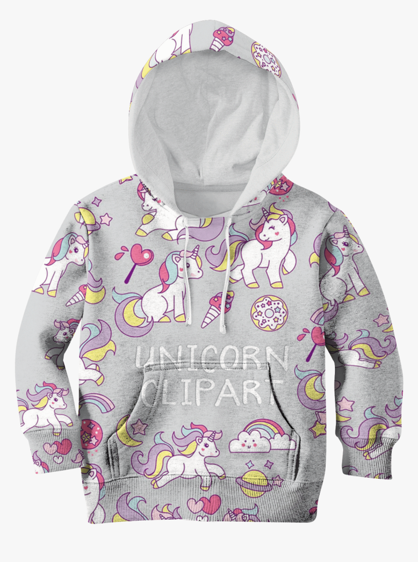 3d Unicorn Clipart Full Print Hoodie T Shirt - Hoodie, HD Png Download