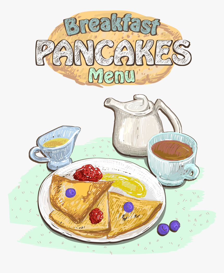 Tea Coffee Breakfast Pancake Croissant - อาหาร ขนม เครื่อง ดื่ม, HD Png Download