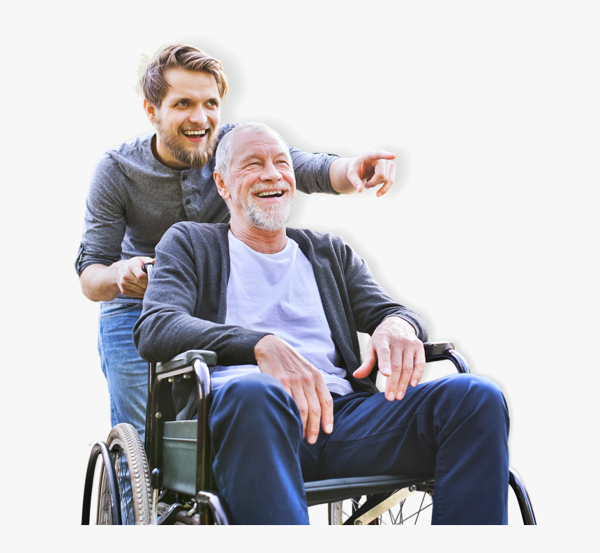 Senior Man With His Son - Wheelchair, HD Png Download