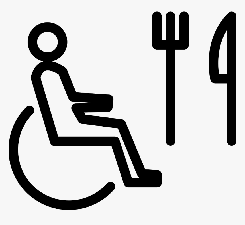 Person On Wheel Chair Outline With Fork And Knife - Wheel Chair Icons Outline, HD Png Download