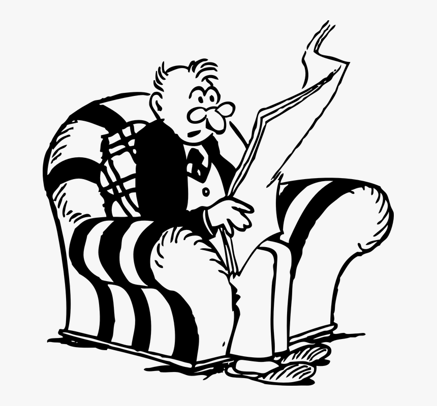 Retired Old Man Png - Old Man Reading Newspaper Cartoon, Transparent Png