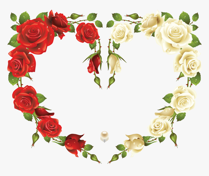 Large Transparent Frame With - Heart Rose Frame Png, Png Download