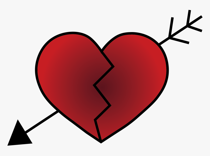 A Red Heart With A Jagged Broken Heart - Heart Broken With Arrow Png, Transparent Png