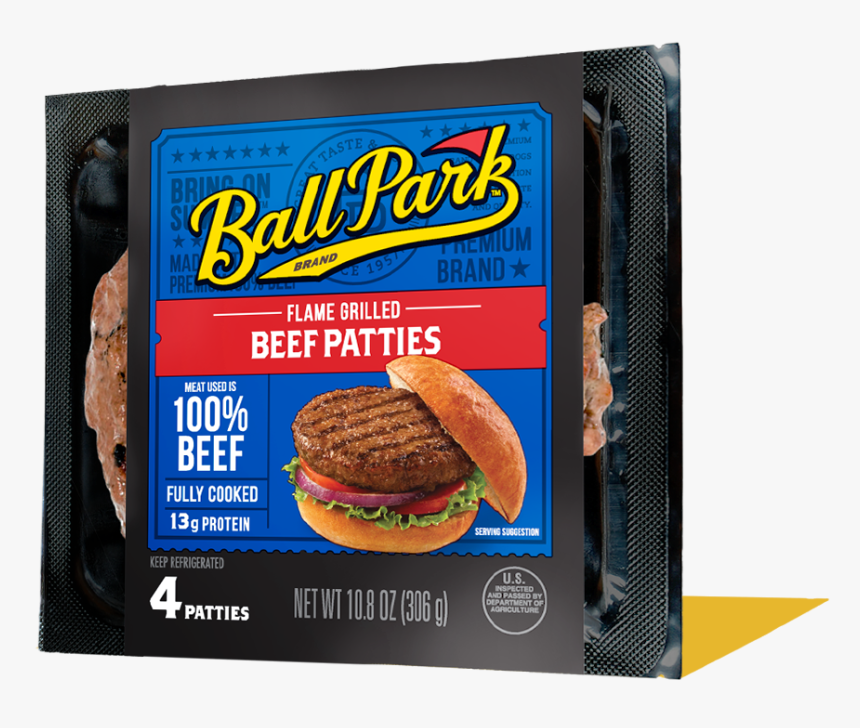 Flame Grilled Beef Patties - Ball Park Franks, HD Png Download