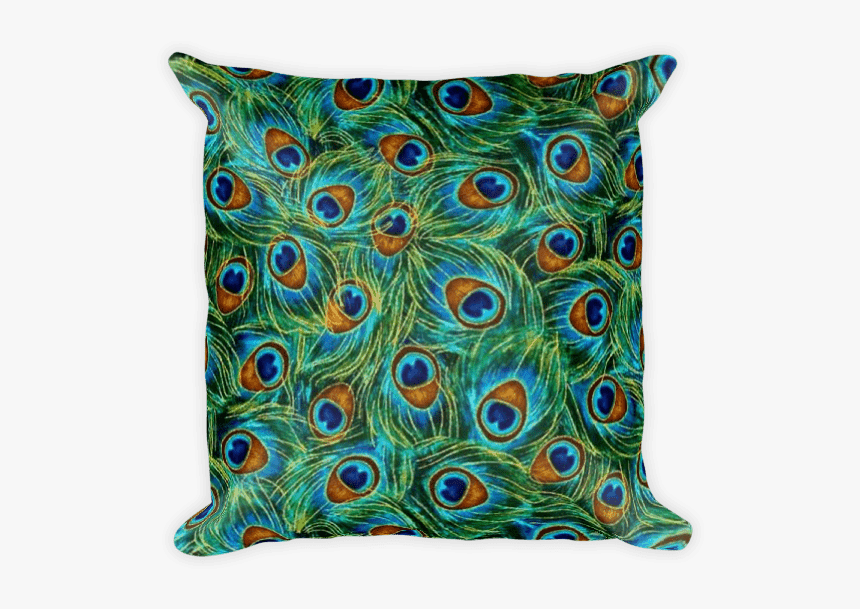 Beautiful Peacock Feather Square Pillow - Timeless Treasures Peacock, HD Png Download
