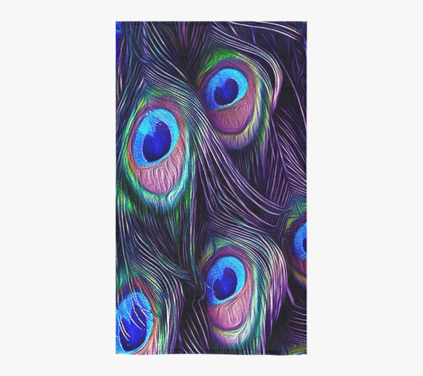 Peacock Feather Custom Towel 16 X28 - Peacock Feather Purple, HD Png Download