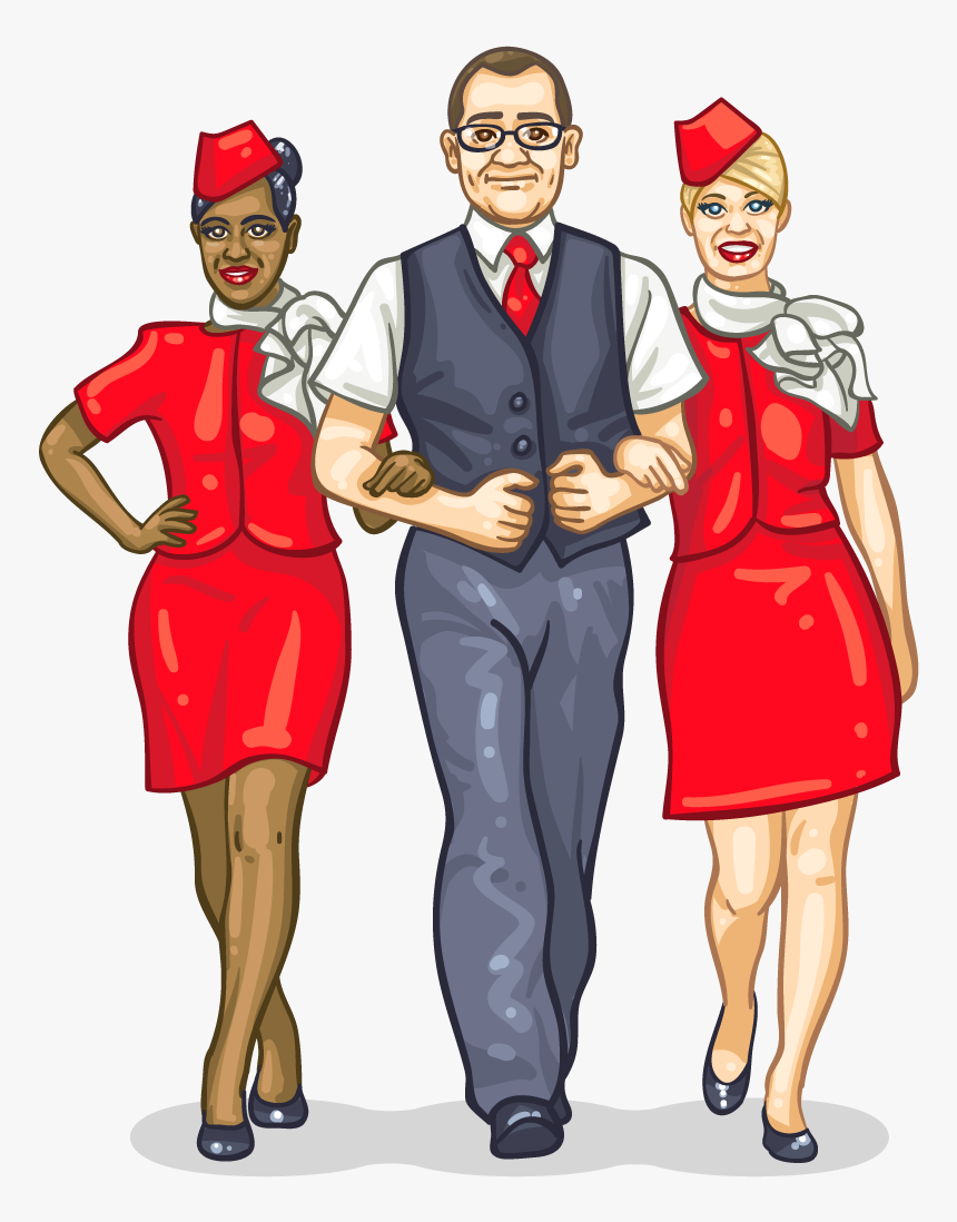 Transparent Flight Attendant Clipart - Cartoon, HD Png Download