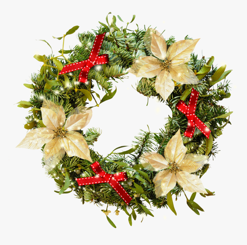 Wreath Crown Christmas Free Frame - Transparent Background Christmas Wreath, HD Png Download