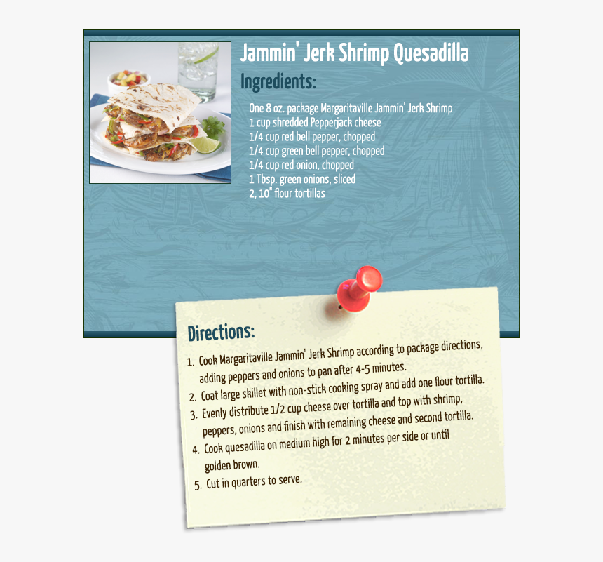 Jerk Shrimp Quesadilla - Dish, HD Png Download