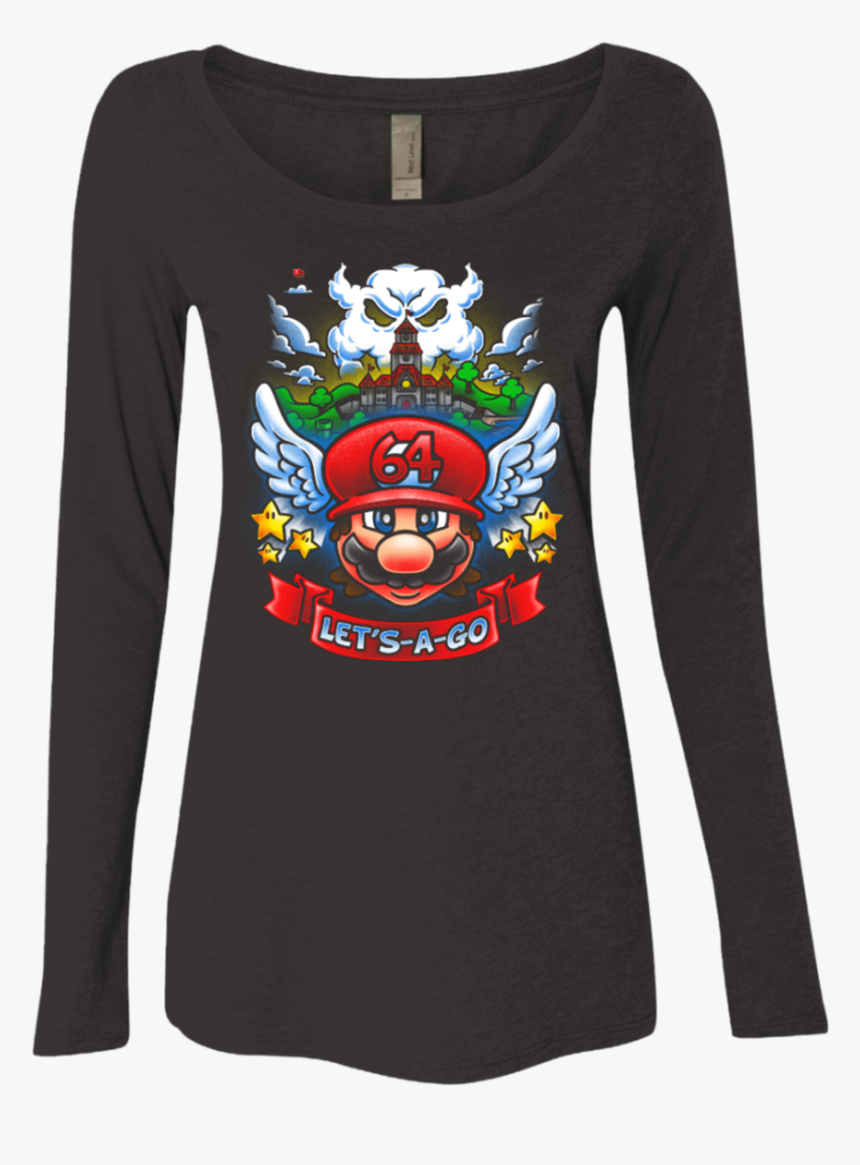 Mario 64 Tribute Women S Triblend Long Sleeve Shirt - Long-sleeved T-shirt, HD Png Download