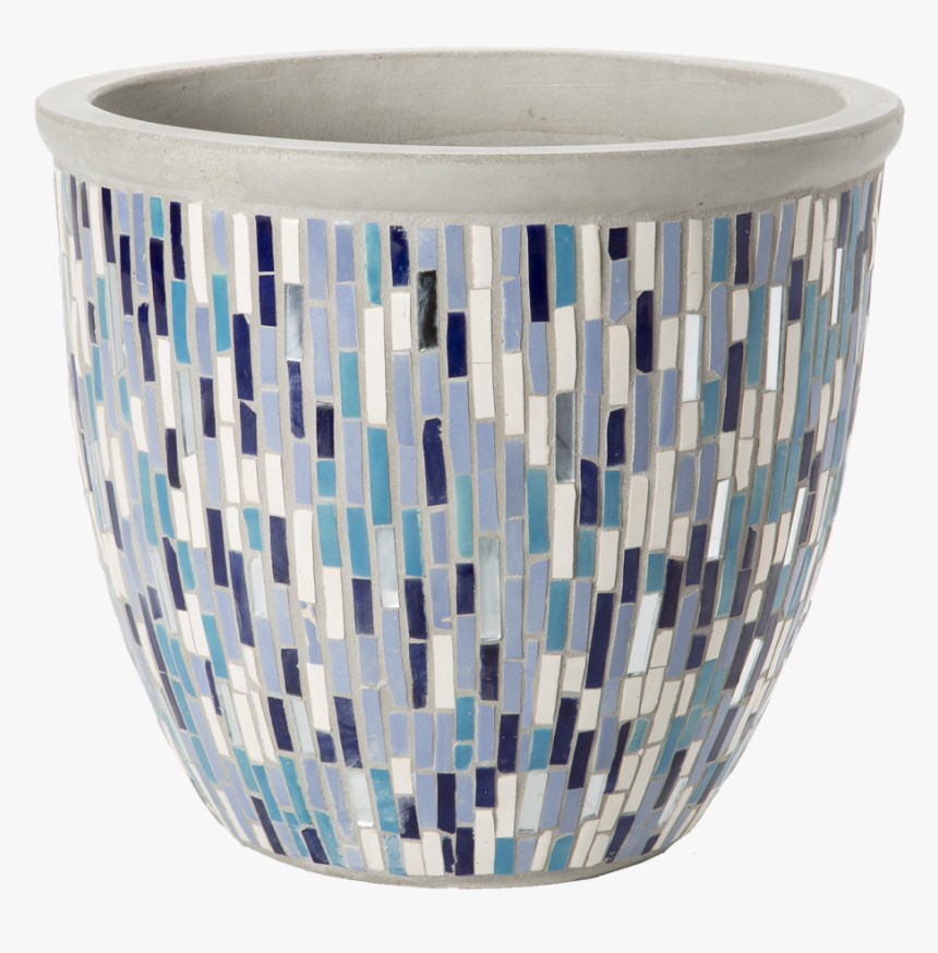 7 H Planter Blossom Blue/white Mosaic 
 Title 18 X15 - Ceramic, HD Png Download