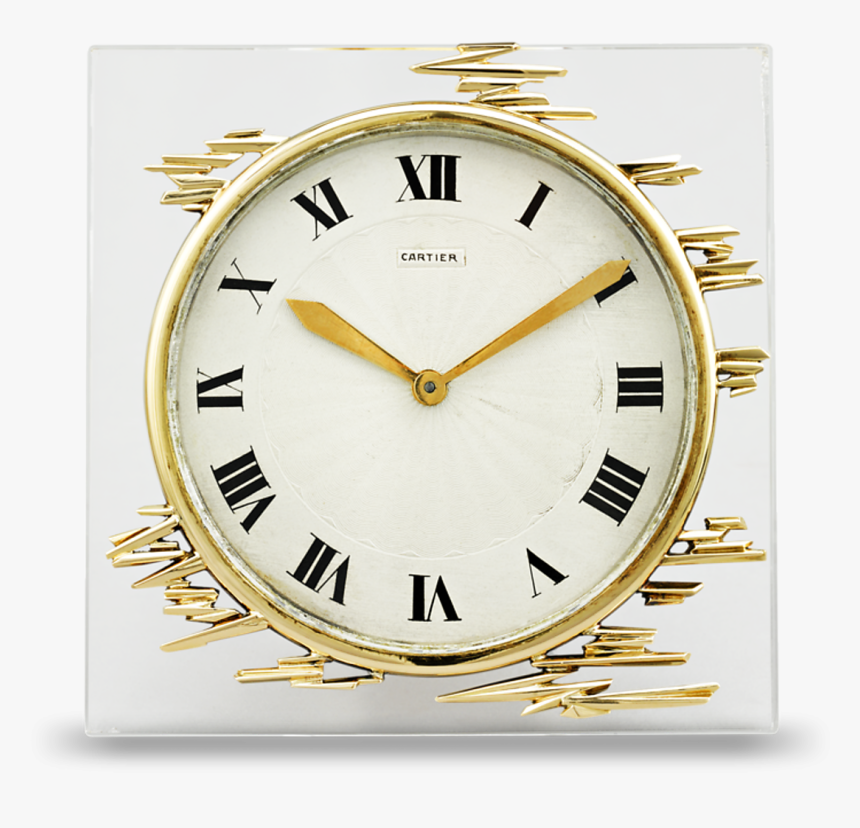 Gold And Crystal Cartier Desk Clock - Cartier Drive Power Reserve, HD Png Download