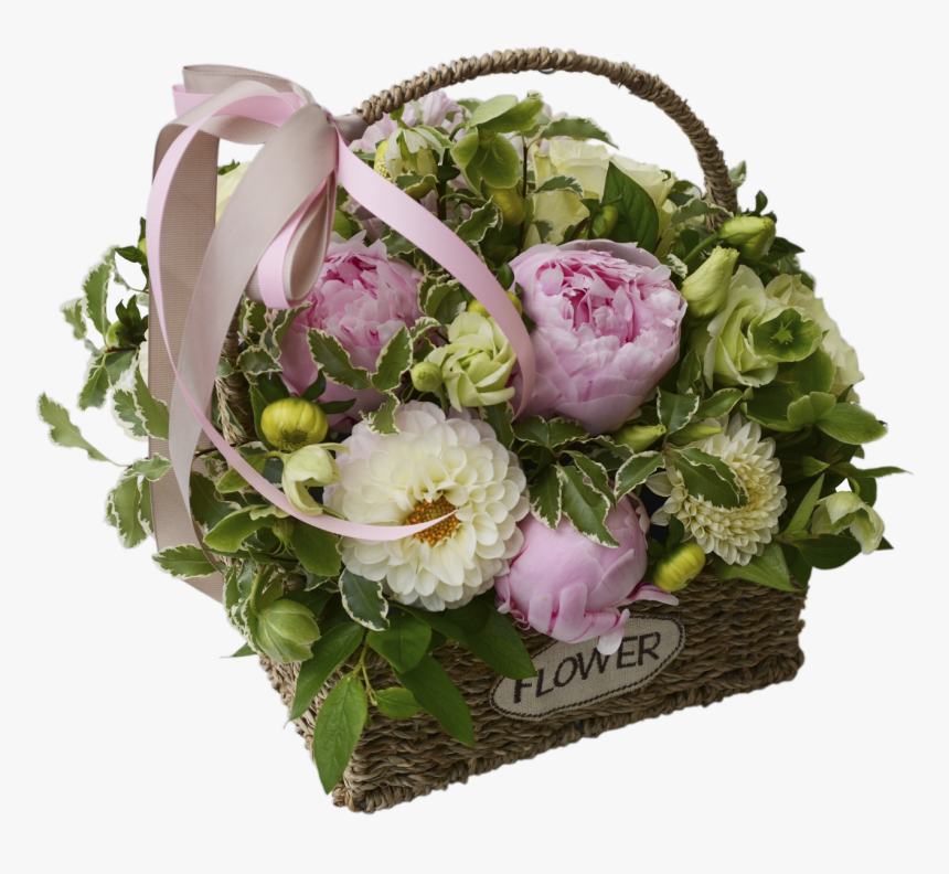 Transparent Bouquet Basket Png - Корзина Букет Из Пионов, Png Download