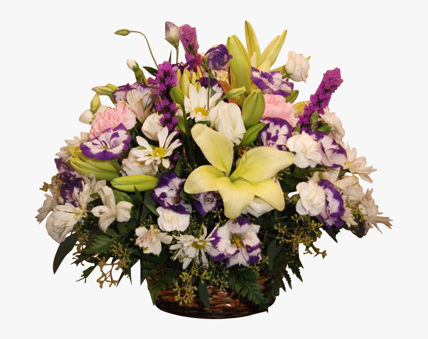 Wicker Basket Mixed Flower Small - Bouquet, HD Png Download