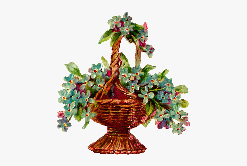 Flower Basket Vintage, HD Png Download