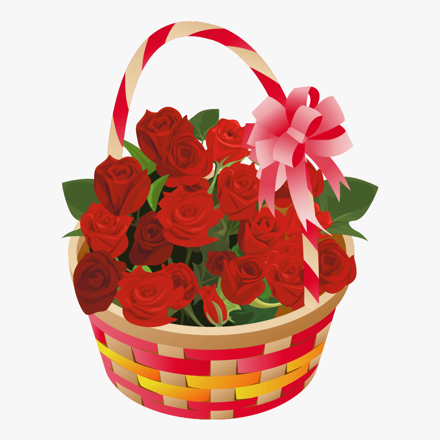 Roses Basket Png Clipart - Valentines Day Basket Png, Transparent Png