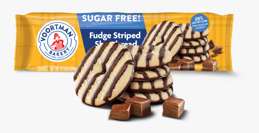 Sugar Free Fudge Striped Shortbread - Voortman Sugar Free Fudge Striped Shortbread, HD Png Download