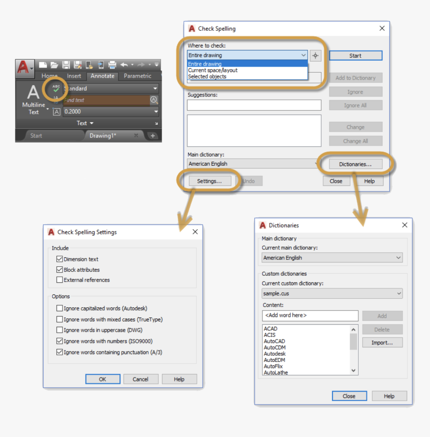 Editing Text In Autocad - Spell De Autocad, HD Png Download