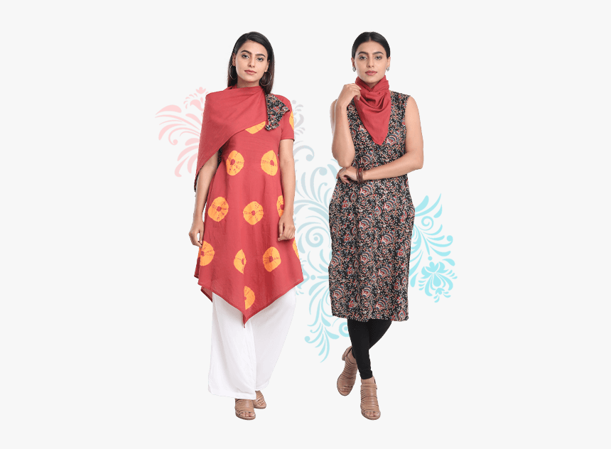 Agnisie Pack Of 2 Kurtas With Stole - Silk, HD Png Download