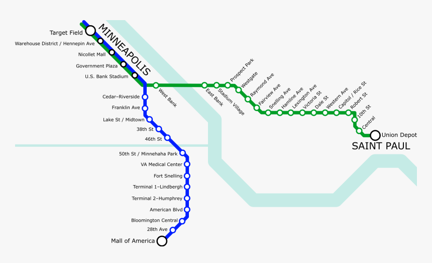 Light Rail Minneapolis Map, HD Png Download