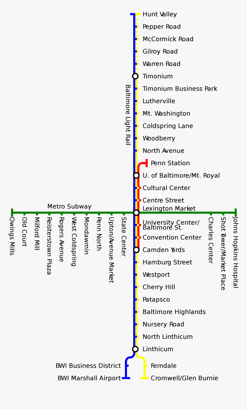 Metro Map Of Baltimore Full Resolution - Does Baltimore Have A Subway, HD Png Download