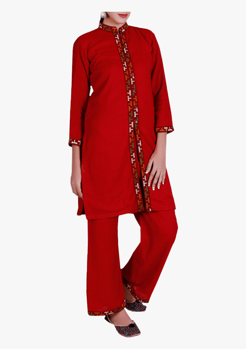 Red Kullu Patti Pure Wool Kurta - Costume, HD Png Download